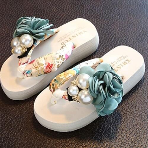 Summer Anti-skid Childrens Flip Flops Girls Fashion Beach Shoes Pinch Sandals Women Flower Slippers Womens Outer Wear