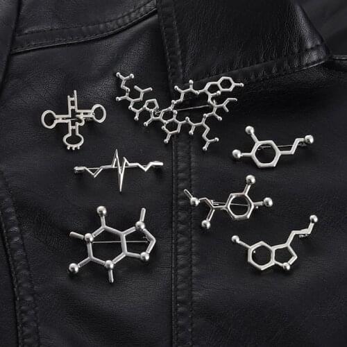 Material Chemical Structure Enamel Pins Custom Wholesale Organic Chemistry Bag Brooch Lapel Pin Badge Gift for Students Friends