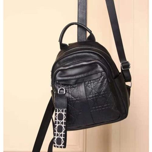 Fashion Casual ladies Backpack 2021 New Real Cowhide lychee pattern backpack famous brand large-capacity shoulder bag school bag