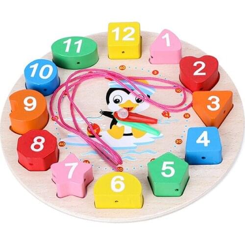 Montessori Cartoon Animal Educational Wooden Beaded Digital Clock Puzzles Funny Gadgets Novelty Interesting Toys Birthday Gift