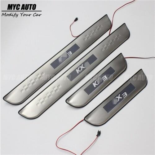 Door Sill Plate 2015 2016 2017 2018 2019 For Kia KX3 Stainless Steel Protecter Trim Accessories Welcome Scuff Peadls