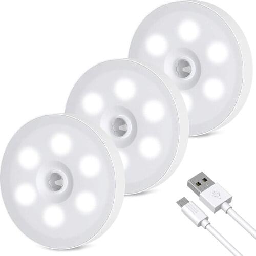 New LED Under Cabinet Lighting, USB Rechargeable Motion Sensor Closet Light Indoor, Battery Powered Puck Lights, Kitchen