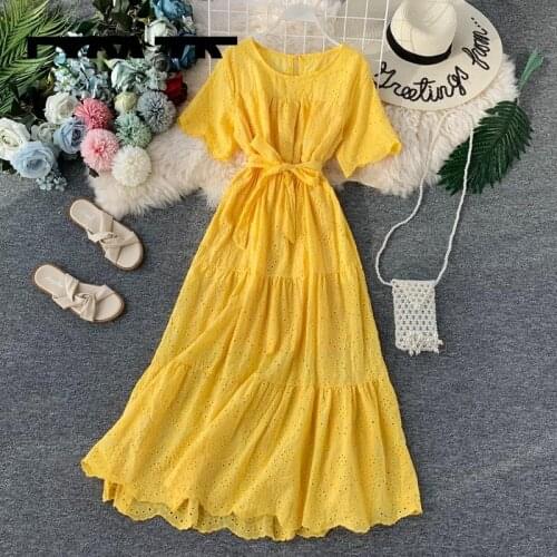 The new summer 2020 super sweet fairy The falbala long accept waist full dress