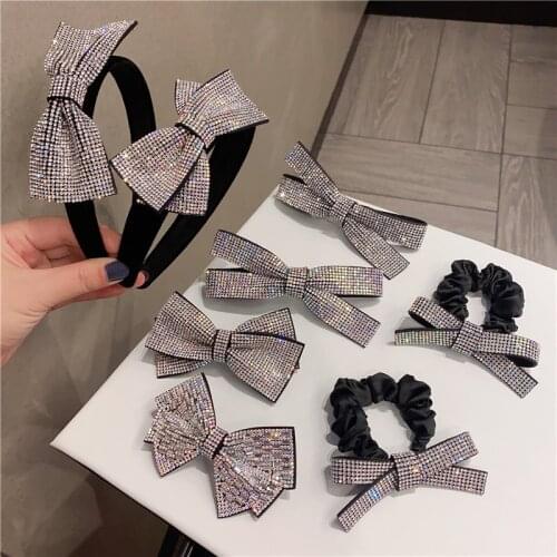 New Super Shiny Luxury Colorful Rhinestone Bow Hairpins Designer Hairbands for Women Girls Head Hoop Hair Band Hair Accessories