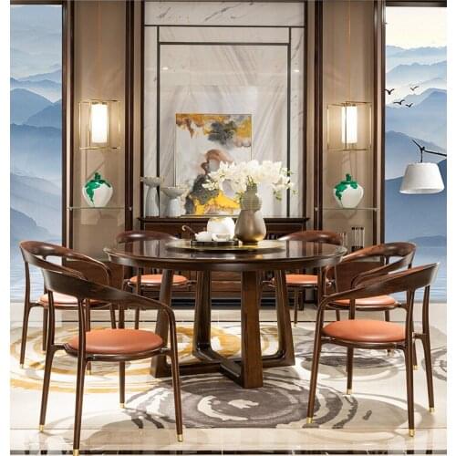 YL New Chinese Dining Chair Modern Solid Wood Study Chair Leisure Chair Household Restaurant Furniture