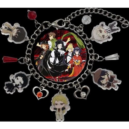 Handmade Original Acrylic Charm Bungo Stray Dogs Anime Chain Bracelet For Women Student Pupil Heart Pagoda Bead Lovers Gift
