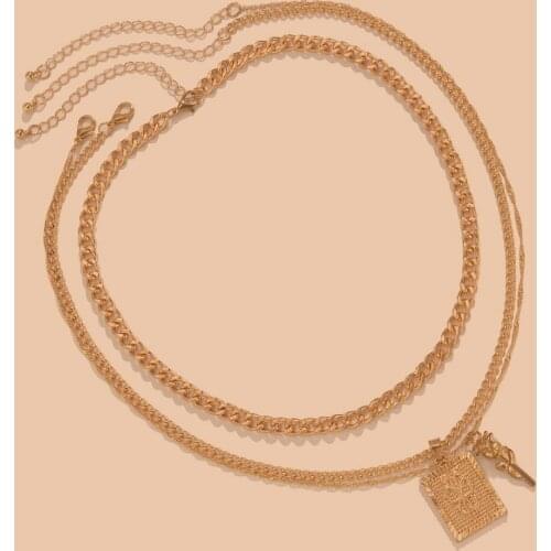 Punk Thick Chain With Butterfly/Flower Pendant Necklace Men Hip Hop Layered Chains Necklace Set on the Neck Fashion Jewelry 2021