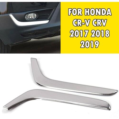 Pcmos 2Pcs Chrome Front Fog Light Cover For Honda CR-V CRV 2017 2018 2019 Molding Trim Auto Chromium Styling Stickers