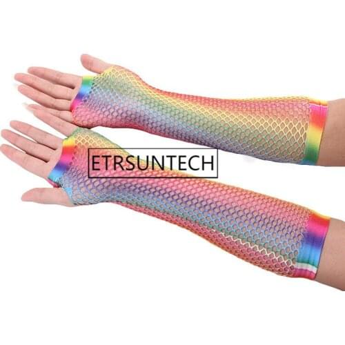 120pairs Women Mermaid Gloves Women Fishnet Gloves Colorful Retro Fingerless Mittens for 80s Party Supplies Costume Accessories
