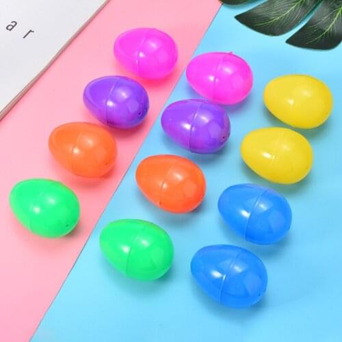 Plastic Coloful Easter Eggs Toy 12/24pcs Open Mouth Funny Easter Eggs Kids Child Festival Candy Gift Storage Egg Party Decor