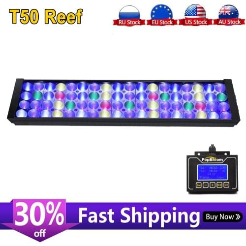 PopBloom LED Light Aquarium Lamp Coral Reef Marine Fish Tank LED Lighting for 60cm-80cm Tank Sunrise Sunset Turing50