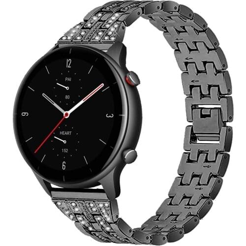 20 22MM Wrist Luxury Strap for Huami Amazfit Watch GTS 2/Bip Band Diamond Loop Steel Bracelet for Amazfit GTR 42/47mm 2/2e Watch