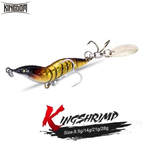 Kingdom Simulation Shrimp Fishing Lures 8.5g 14g 21g 28g Good Quality Artificial Wbblers Metal Fishing Spinner Bait Hard Lures