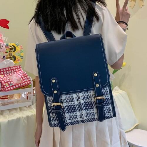 2021 Casual 3 Layers Womens Backpack Cotton and Pu Leather Backpacks for School Teenagers Girls Designer Travel BookBag Mochila