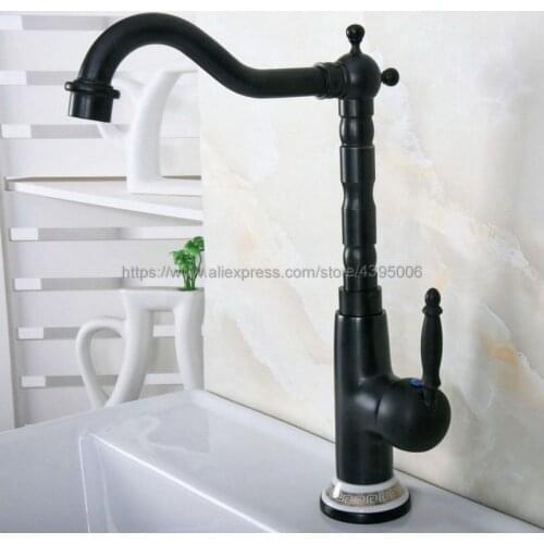 Basin Faucets Brass Bathroom Sink Water Faucet 360 Rotate Swivel Faucet Mixer Single Holder Single Hole Black Mixer Tap Bnf654