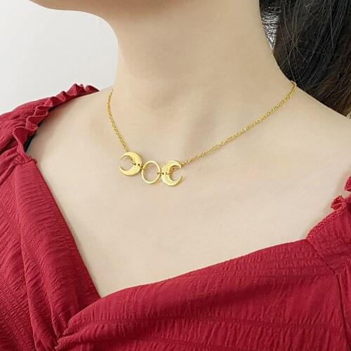 Supernatural Amulet Moon Choker Necklace Women Crescent Moon Pendant Round Witchy Wiccan Jewelry Simple Moon Choker