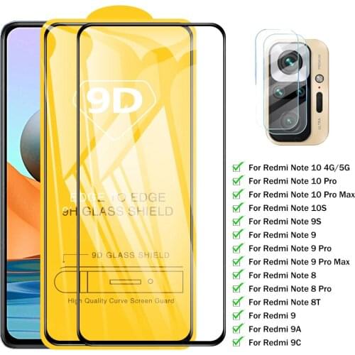 Tempered Glass For Xiaomi Redmi Note 10 8 9 Pro Max Note 9s 10s 8t Full Cover Screen Protector Glass For Xiaomi Redmi 9 9A 9C 10