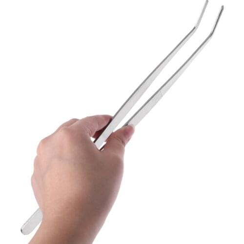 2 Pcs New 30cm Reptile Feeding Tongs Tweezers Clamp Curved Stainless Steel Feeder Clip