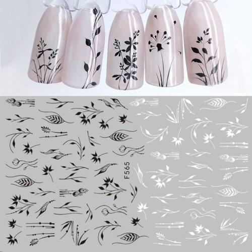 1 Sheet Nail Art Sticker Black Lace Flower Plant Butterfly Decal Slider Wraps Paper Foil Tip Tattoo Nail Fashion Decals F564