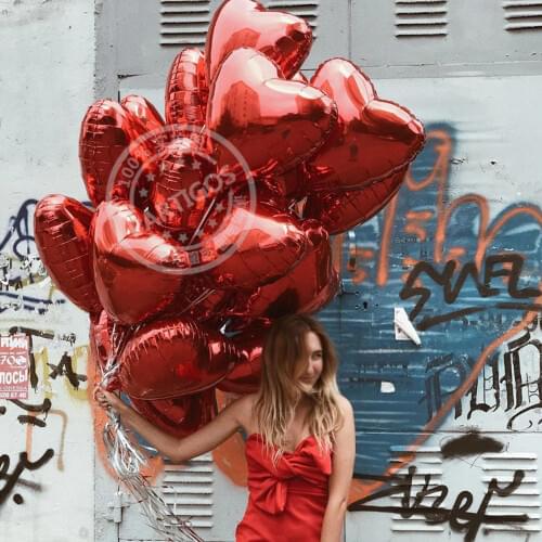 10pcs/lot 18Inch Red Metallic Pink Heart Foil Balloons Wedding Birthday Party Decor Romatic Love Globos Valentines Day Gifts