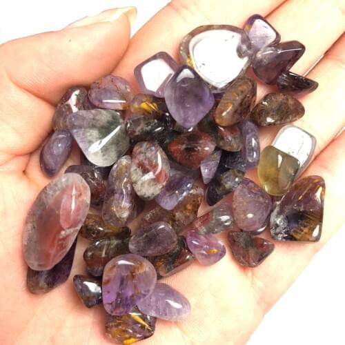 100g Natural Amethyst Crystal Polished Tumbled Gravel Stones Gravel Stones for Fish Tank Flowerpot Aquariums Decoration