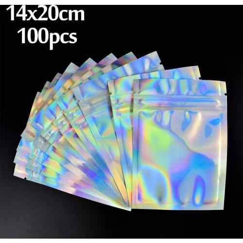 100Pcs Anti-Oxidation Aluminum Foil Laser Packaging Bag Thick Confine Oneself Bag Jewelry Retail Packaging Food Storage Bags NEW