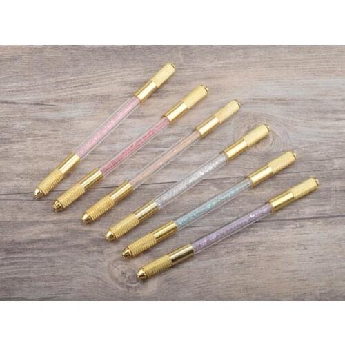 100Pcs Liner Crystal Microblading Pen Double Head Kit Caneta Tebori Rounld Needles Manual Eyebrow Eyeliner Tattoo Machine