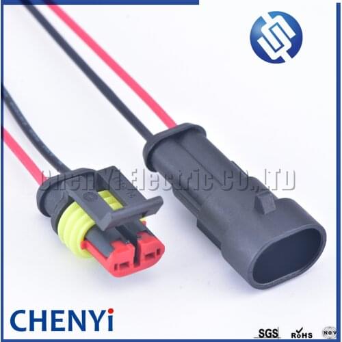 2 Pin Male Female AMP Super Seal Waterproof Electrical Automotive Connector Plug For car 282104-1 282080-1 with 15cm 18AWG wire