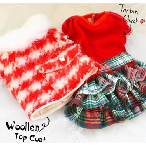 Free shipping high quality handmade Cashmere fabric so thick short coat inner velvet dog dresses pet clothes cake skirt so warm