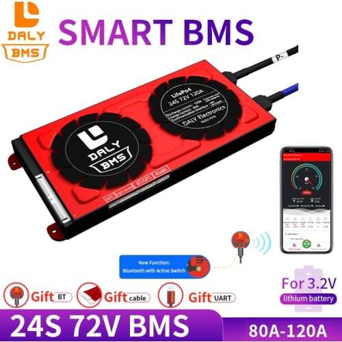 Bms lifepo4 bluetooth 200ah 3.2V 24S 72V 80A 100A 120A lithium ion smart electronics bms battery management system