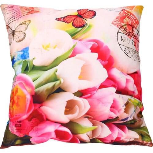 Pillow Case Cotton Linen Flower Print Throw Pillow Cushion Cover Seat Car Home Decor Sofa Bed Decorative Pillowcase 45x45cm