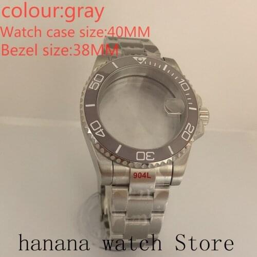 Suitable for NH35 / NH36 Mingzhu2813 Miyota stainless steel self-winding 40mm case, sapphire glass digital gray rotating bezel