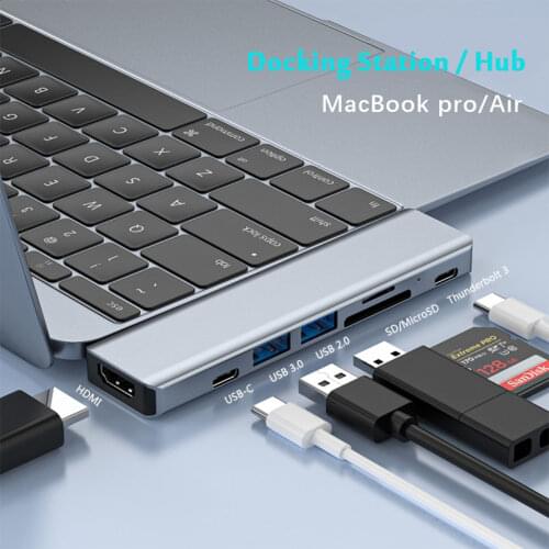 USB 3.1 Type-C Expansion Dock To HDMI Adapter 4K Thunderbolt 3 USB C Hub with Hub 3.0 TF SD Slot for MacBook Pro/Air 2018 - 2020