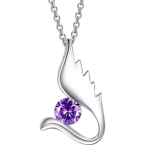 Purple zircon wing angel silver plated Necklace New Sale silver necklaces & pendants /EIOTEIVR BWBWEIIE