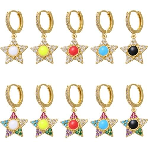 HECHENG 1Piece mini star earring CZ wholesale for women girls colorful gold color earring jewelry accessrioes VE212