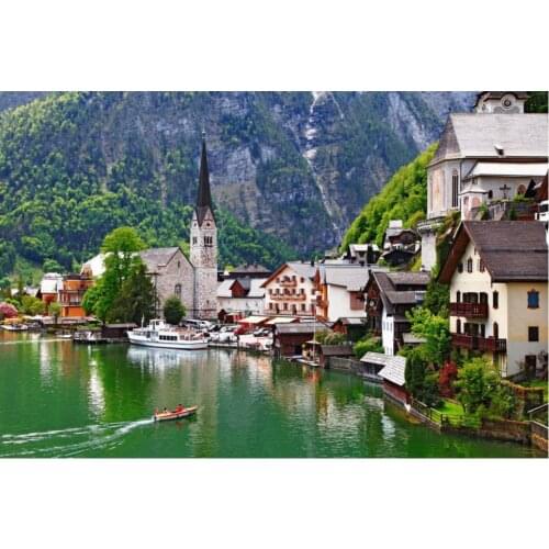 Scenery diamond painting castle mosaic art embroidery cottage landscape rhinestone picture puzzle toys kids drawing wall decor