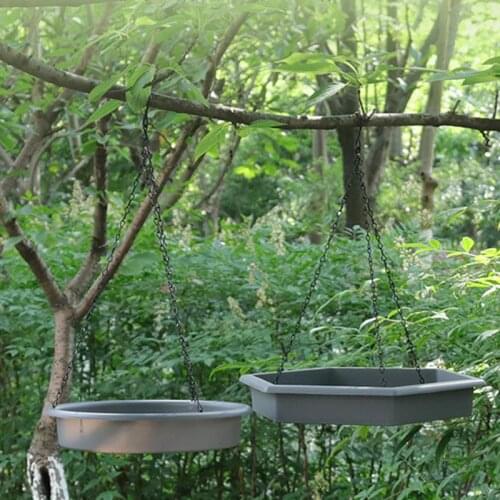 Birds Feeding Tool2-piece Gray Plastic(PP) Bird Feeder Feeding And Watering Garden Bird Feeder With Hook Hanging Feeding Tool