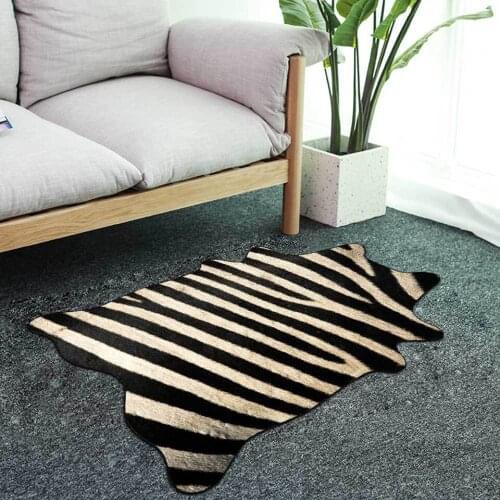 Imitate Animal Skin Carpet Living room Non-real Fur Decorations Zebra Tiger Leopard Print Area Rug Irregular Anti Slip Floor Mat