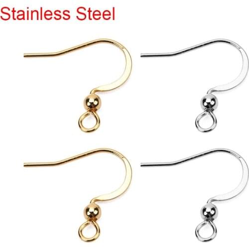 50pcs Stainless Steel Hypoallergenic Earring Hooks 17*20mm Gold Color Earring Clasp Wire Diy Jewelry Making Findings Accessories