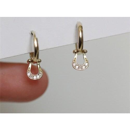 Liemjee Wholesale Sterling Silver U-shaped Zircon Earrings Fashion Jewelry For Women Feature Namour Charm Gift All Seasons