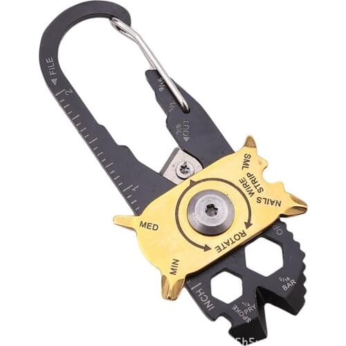 20 In 1 Multi Tool Gadget Fix Pocket Survive Key Mini Multifunctional Carabiner Camp Hike Outdoor True Utility Ring