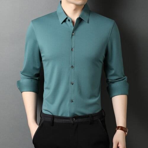 Man Modal Shirts High Quality Male Office Cotton Silk Shirt Business Formal Wear Men Dresses