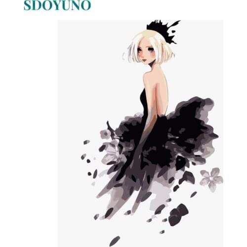 SDOYUNO 60x75cm DIY Oil Painting By Numbers Figure Frameless Handpaint Paint By Numbers On Canvas INS Style Girl Home Decor