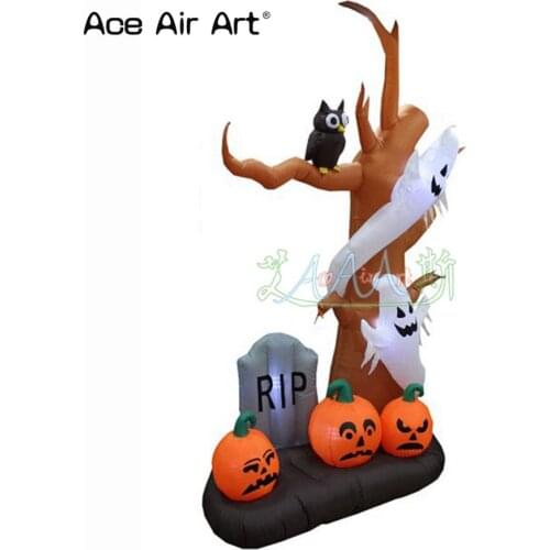 Customized durable yard lawn led decoration inflatable tree,tomb,pumkin,ghost model with lights