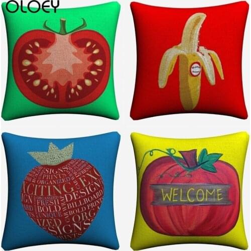 Simple Fruit Art Simple Linen Soft and Comfortable Pillowcase Size 45cmx45cm Home Bedroom Office Hotel Car Decoration Pillowcase