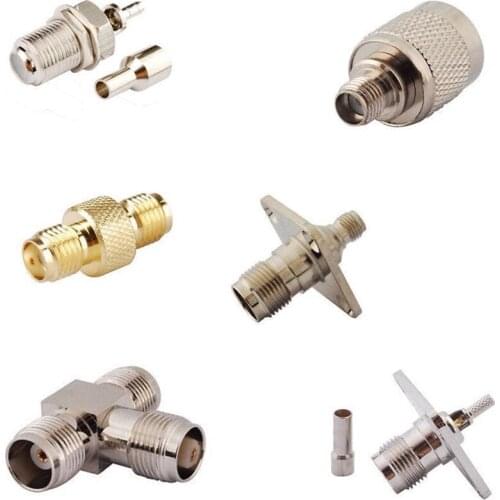 Nickel Plated Copper TNC Female To SMA Female Plug Connector 4 Hole Flange Bulkhead RF Coaxial Adapter 25x25mm