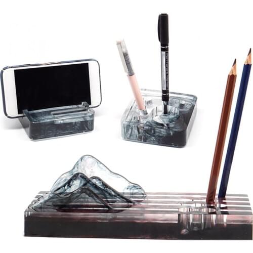 New Multi-function Storage Box Mobile Phone Holder Pen Holder Silicone Mould Epoxy Resin Decorative Craft DIY Molds