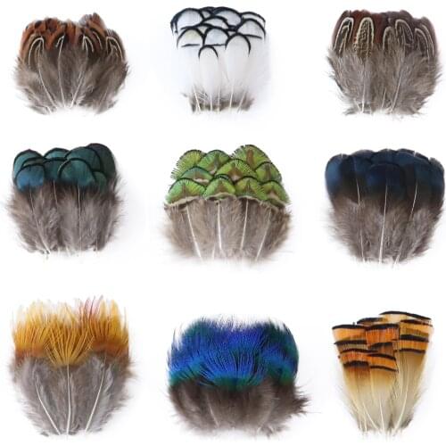 50PCS/Bag Pheasant Plumes Natural Color chicken Feathers 8-12cm for DIY jewelry Accessories Decorative fly tying material