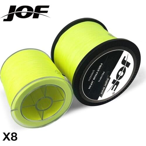JOF Braided Fishing Line 8 Strands Fluorescent Yellow 100M 150M 300M 500M 1000M Cord Linha Multifilamento 8 Fishing Kink