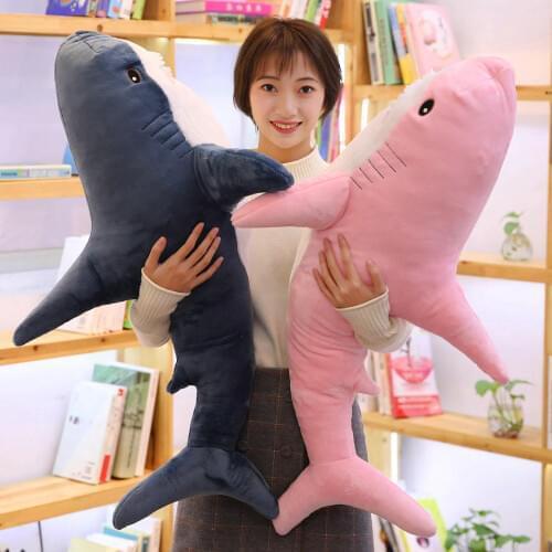 140cm Giant Cute Shark Plush Toy Soft Stuffed Speelgoed Animal Reading Pillow for Birthday Gifts Cushion Doll Gift For Children